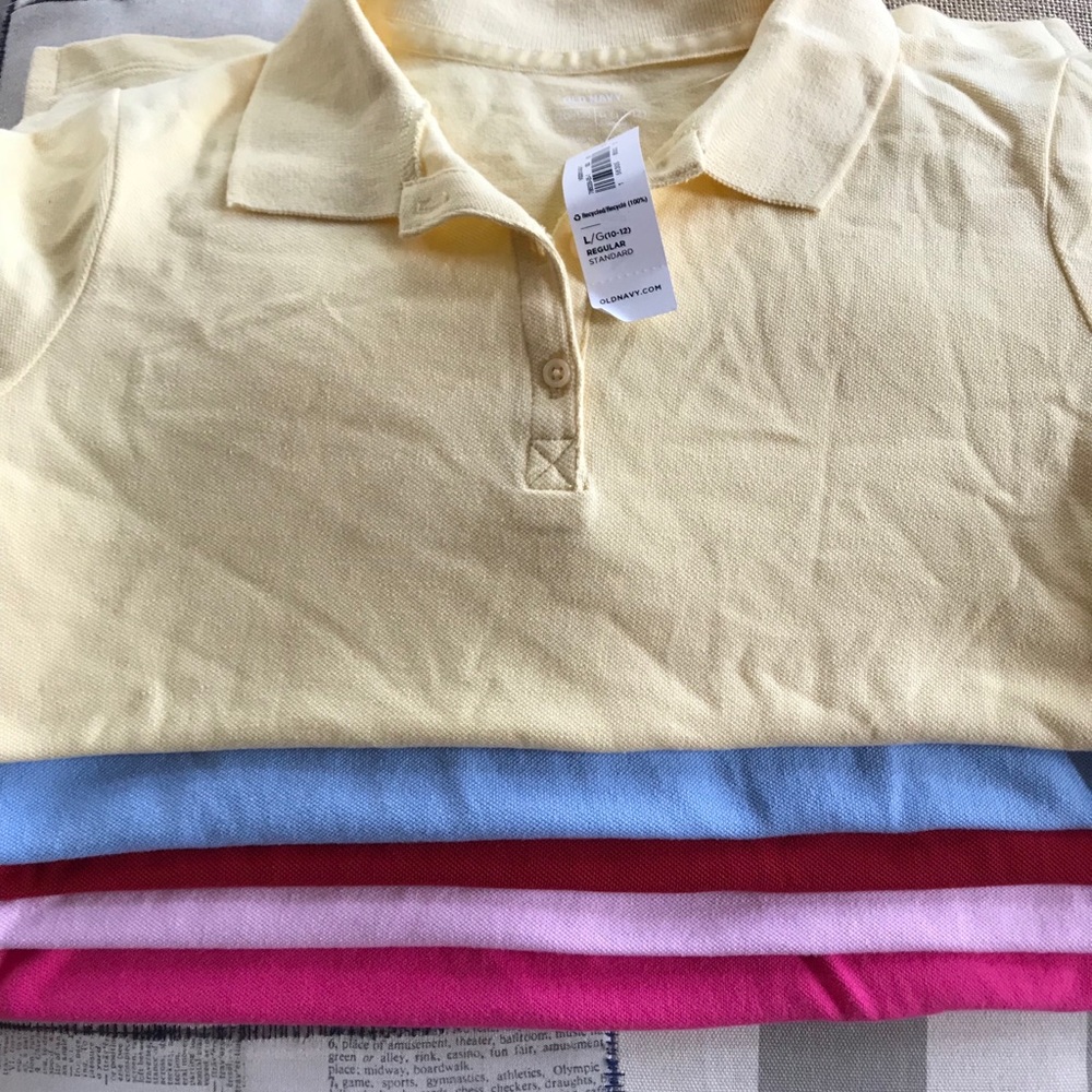 Set of 5 girls UNIFORM tops polo style Lg 10 12